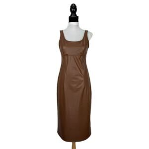 Faux Leather Chocolate Brown Chic Dress - Women's Size M